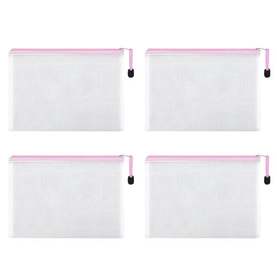 4Pcs A4 File Bag Waterproof Multi-purpose Zipper Pouches Portable File Storage Bag