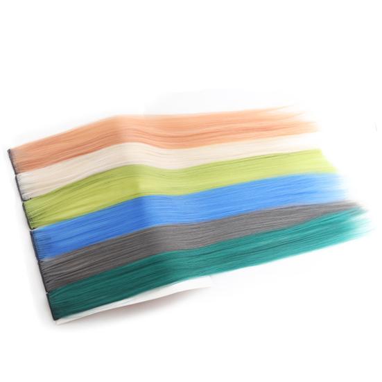 Women Lady Multi Colors Long Straight Hairpiece Wig Party Hanging Ear Hair Extension