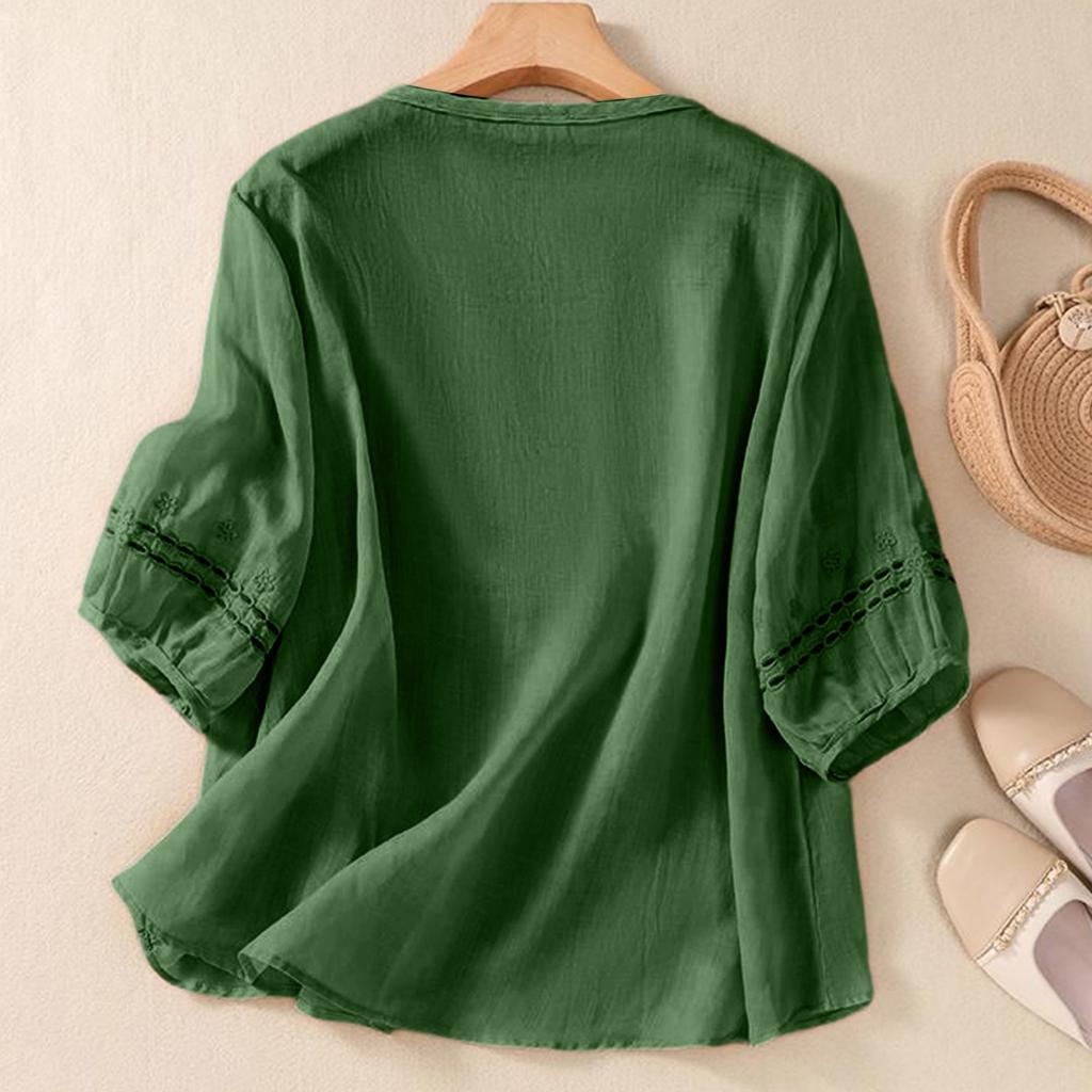 Stylish Two-piece Cotton-linen Set: Top, Vintage-inspired, Casual, And Wide-leg Pants.