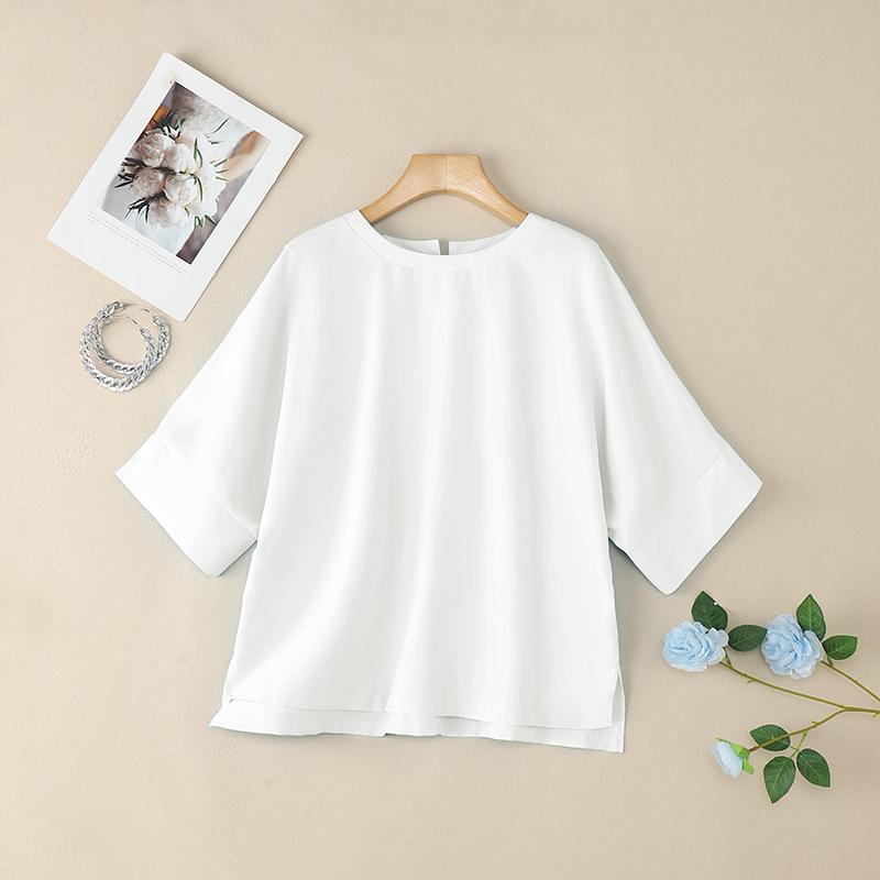 ZANZEA Women Casual Round Neck Loose 3/4 Sleeve Blouse