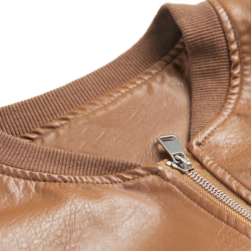 Damen S Mittellange Lockere Baseball-Stil PU-Leder Jacke Mantel