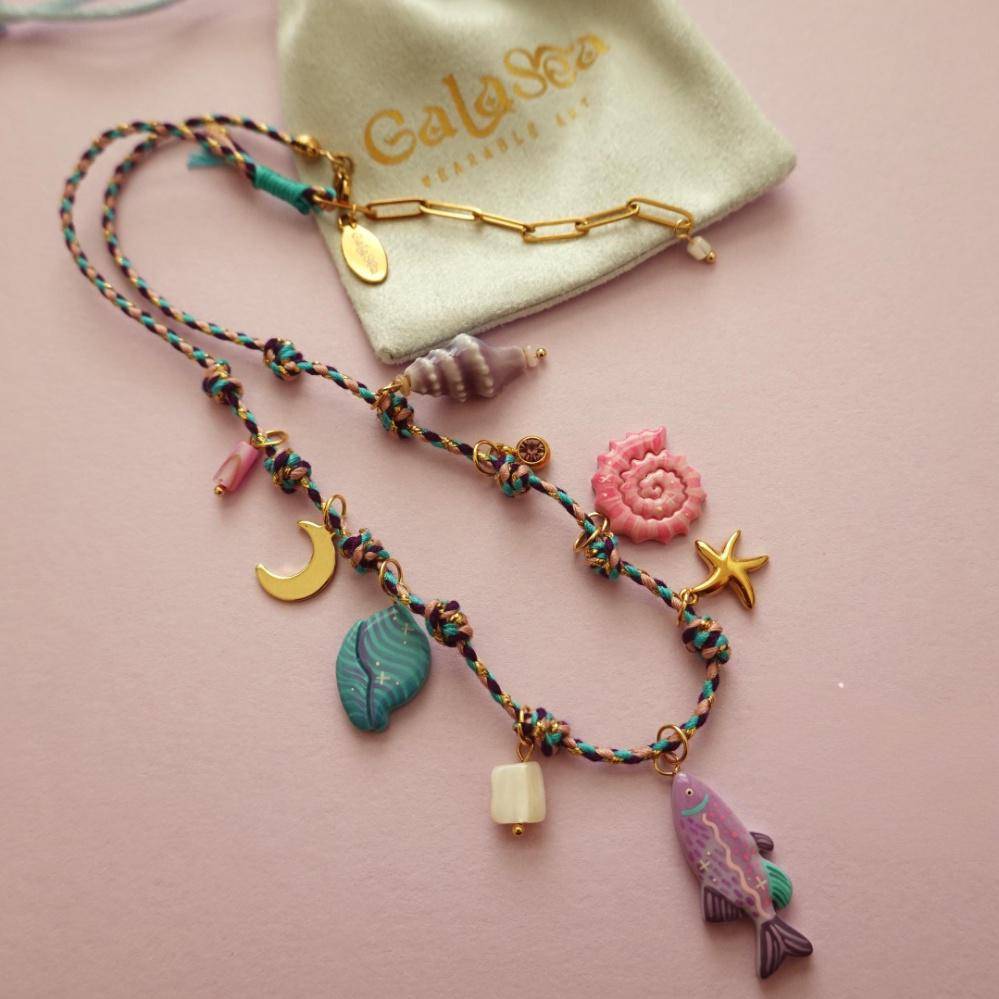 

Department Of Marine Biology Colored Woven Knot Necklace Niche Dly Collarbone Chain Electroplated Gold Color Retention