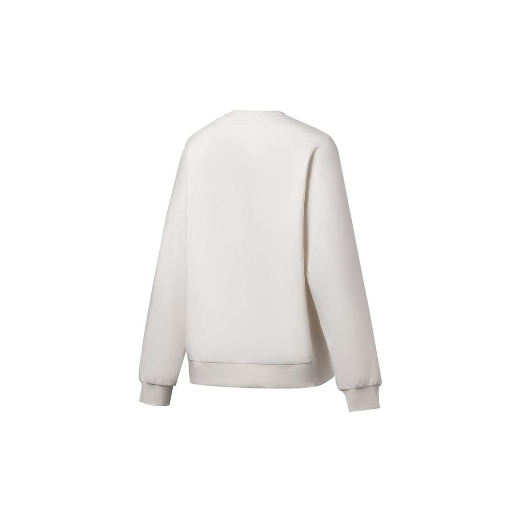 Li Ning Womens Fitness Series Solid Color Round Neck Pullover Long Sleeve Sweatshirt Women sweatshirt Off-White AWDT110-1