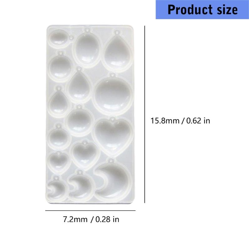 Heart Oval Moon Round Resin Pendant Silicone Molds with 15 Cavities For Handmade Resin Pendant Jewelry Crafting