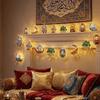 10/20 LED EID Mubarak String Lights Battery Operated Iron Art LED Oil Lamp Colorful Lighting Moon Star Castle Lamp