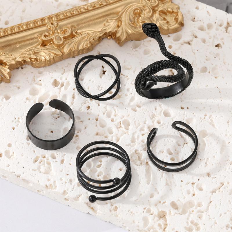 Vintage Snake Shape Ring For Girls Dark Lolita Style Simple Rings Set Jewelry Gifts For Women