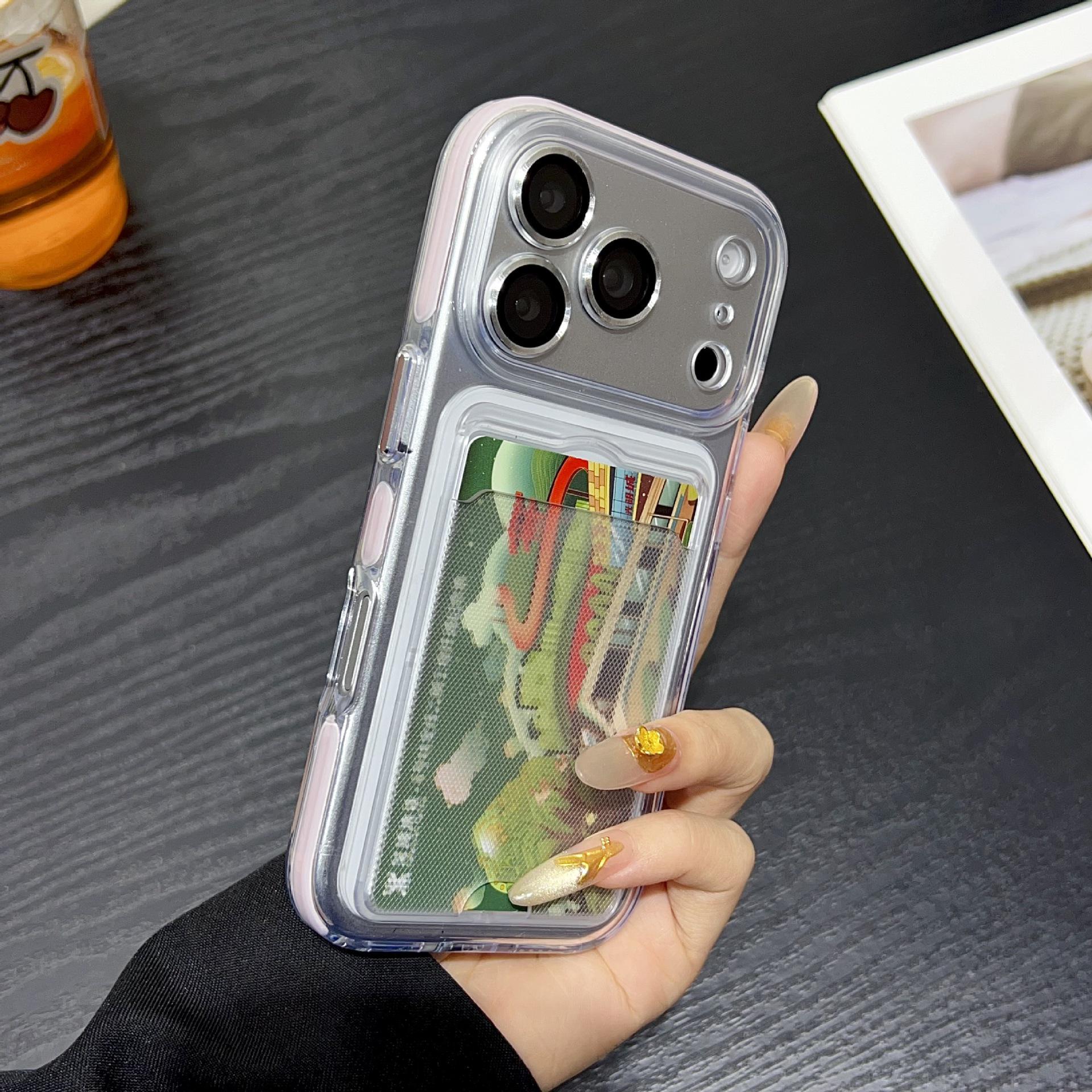 

Compatible Apple 17 Pro Max Case, Ice Crystal Dual-Tone Fine Hole Design, iPhone 16 Card Slot Holder Anti-Fall Cover 17 Promax