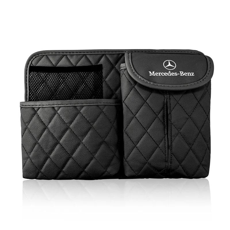 

GLC GLB Car Back Seat Storage Bag Holder Leather Backseat Hanging Organizer For Mercedes Benz AMG W203 W206 W220 W205 W211 W212 чёрный