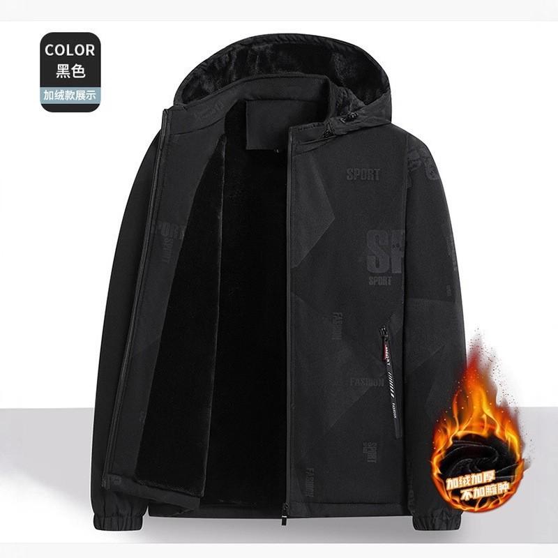 Mens Warm Hooded Jacket Winter Thick Fleece Lined Casual Outdoor Windproof Waterproof Loose Fit
