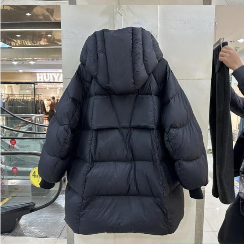 Contrast Color Quilted Jacket Women's Winter Loose Age-reducing Hooded Thick Jacket Windproof Top