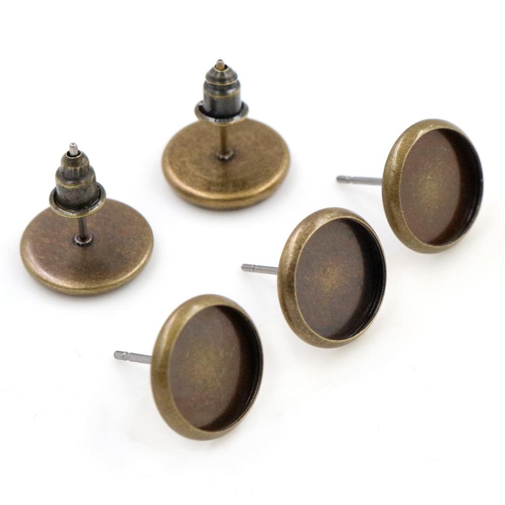 High Quality Copper Material 6mm 8mm 10mm 12mm Earring Studs,Earrings Blank/Base,Fit 6-14mm Cabochons,earring setting