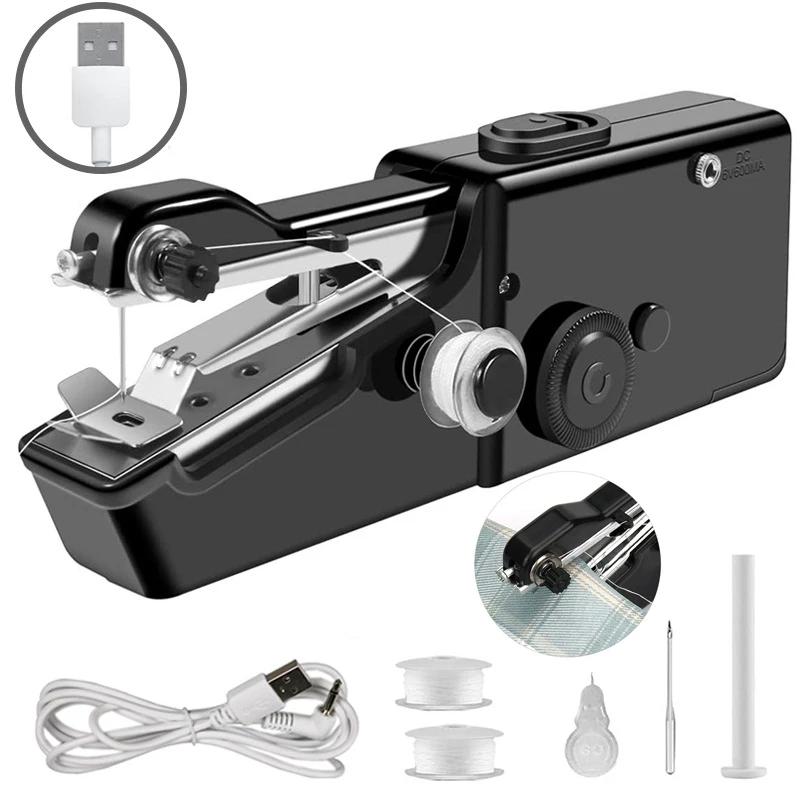 

USB Electric Handheld Sewing Machine Kit, Cordless Mini Quick Repairing Sewing Machine For Denim Curtain Leather none чёрный
