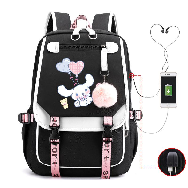 Pies z Dużymi Uszami Plecak Szkolny Męski i Damski Plecak dla Ucznia Szkoły Średniej Gimnazjum Styl College'owy Pasek do Plecaka Plecak Wielofunkcyjny USB