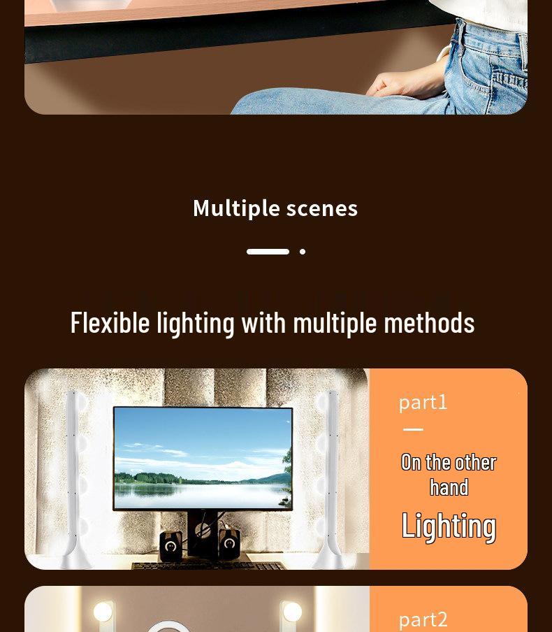 Streamer Desktop Fill Light: Double Row LED for Professional Live Room, Video Background, and Atmosphere.