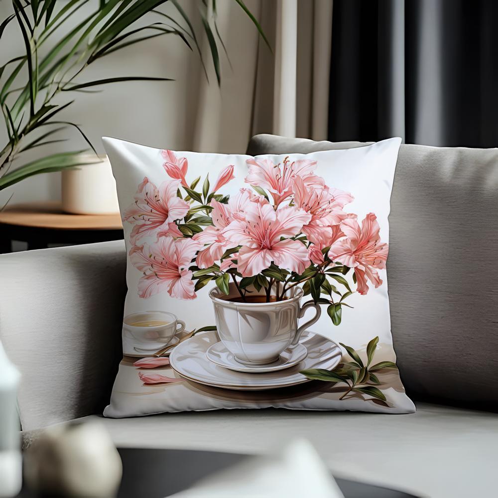 Hot CCup of Flowersew Cushion Cover Antidustmite Pillowcase Invisible Zipper Silky Short Plush Sofa Cushion Cover