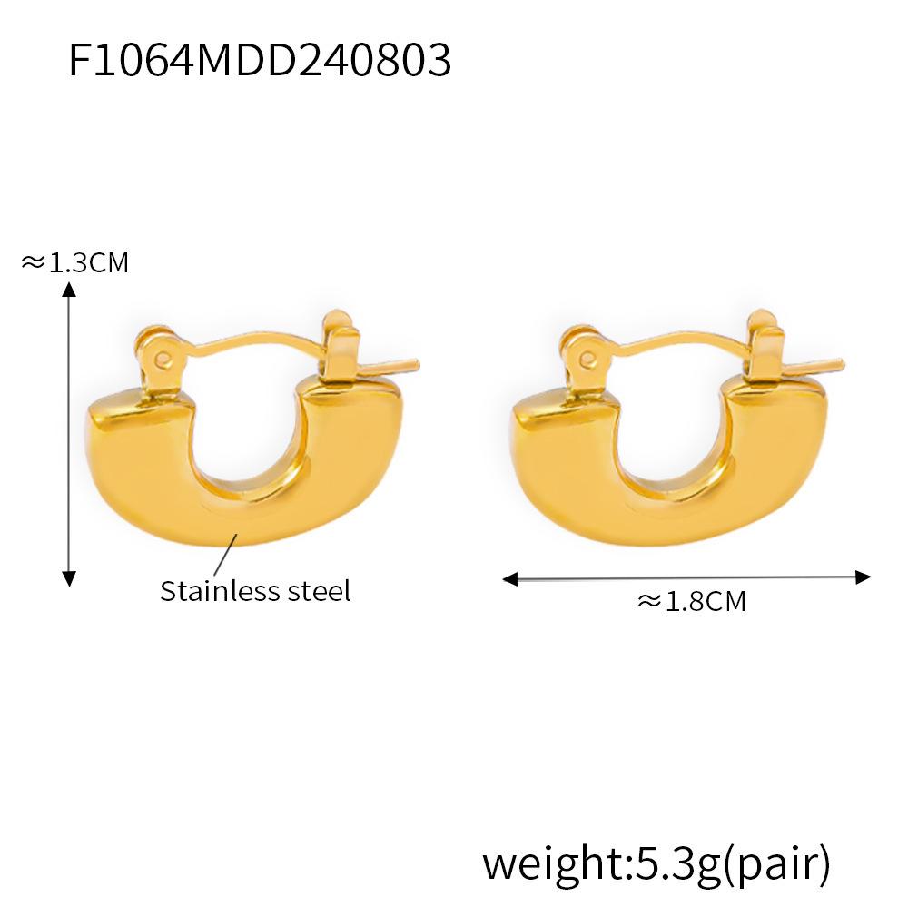 18K Gold-Plated Geometric U-Shaped Necklace & Earrings Set