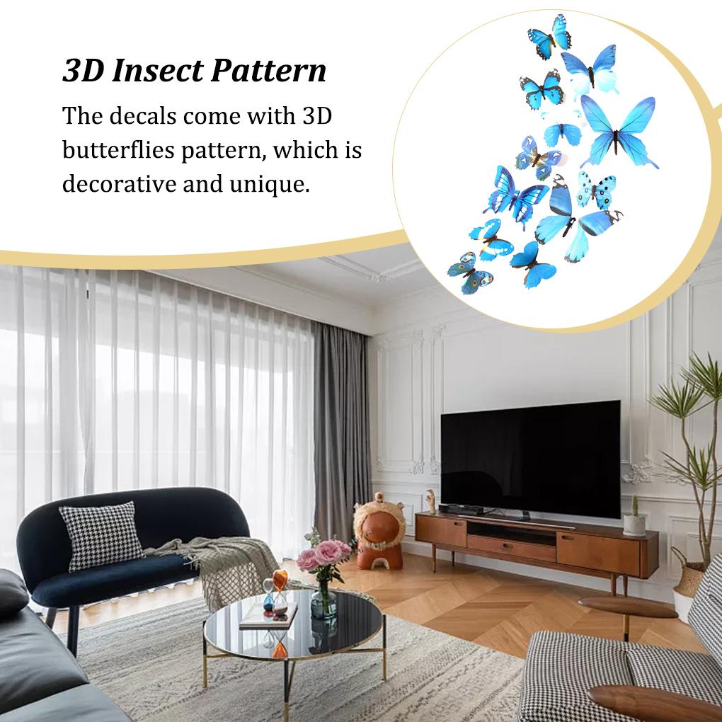 Butterflies Stickers Art Adorn Colorful Living Room 3D Background Adornment Household DIY Decal Indoor Wall Decals Wallpaper