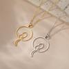 Cat Moon Necklace for Women Round Pendant Hollow Charm Stainless Steel Jewelry On the Neck Cute Gift Accessories 2026 Trend New