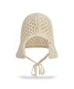 Bajal Va Curved Oval Metallic Knit Punched Bonnet Hat Beige