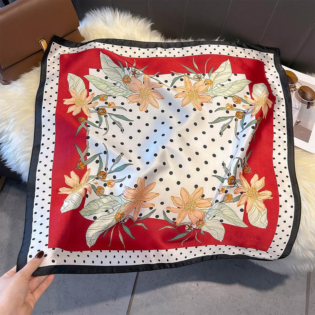 Korean New Versatile Fashion 71 Imitation Silk Square Scarf Women's High-end Sense Neck Protection Neck Scarf Silk Scarf