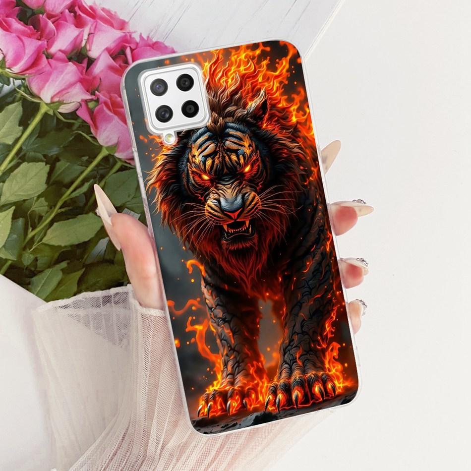 For Samsung Galaxy A22 4G A225F / A22 5G A226B Cool Dragon Tiger Pattern Phone Case For Samsung A22 Soft Silicone TPU Bumpers