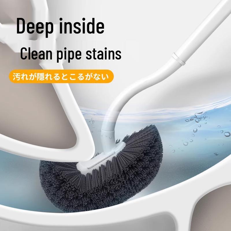 360° Soft Bristle Toilet Brush with Long Handle & Wall-Mount for Bathroom Cleaning