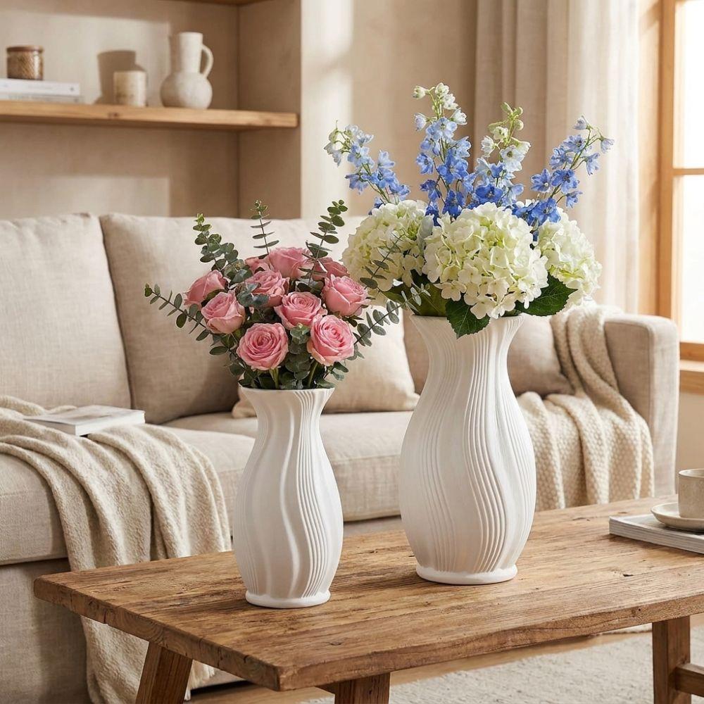 Drop-Proof Twisted 3D Vertical Vase Plastic Floral Display Vase Decorative Vase Fireplace Shelf