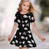 Girls 3D Print Dresses Kids Girl Party Short Sleeve Princess Dress Tank 3D  Likable Cartoon  Print Dress