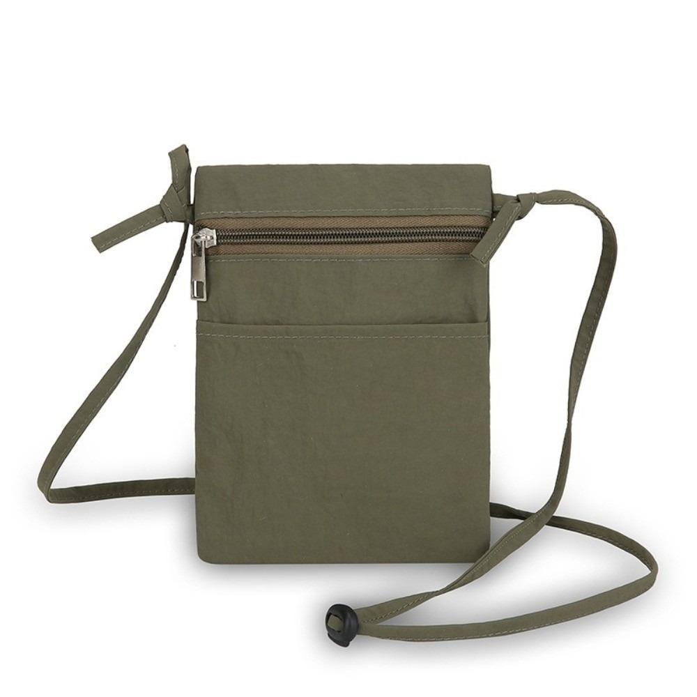 

Casual Portable Cell Phone Bag Nylon Fabric Lightweight Phone Purse Solid Color Thin Strap Crossbody Bag for Men and Women зелёный