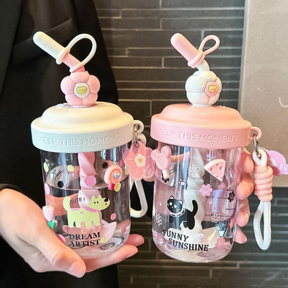 Anti Drop Dust Cap Water Bottle Heat-resistant Handheld Drinking Cup Cartoon High-capacity Tea Kettle Children