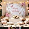 Party Backdrop Happy Birthday Birthday Floral Butterfly Pink Photo Booth Background Front Door Decor