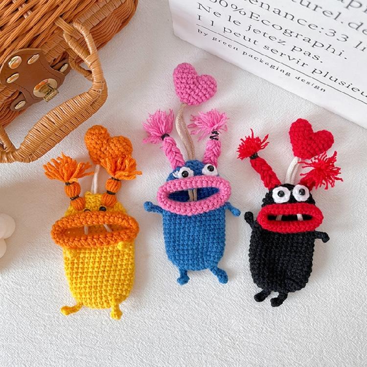 Pull Out Car Keys Cases Bag Funny Cartoon Keychains Pouch Hand Knitting Keys Wallets Organizers for Women and Men