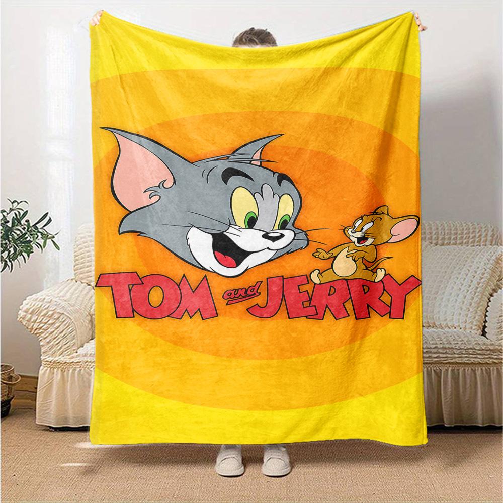 1pc Tom Jerry Flannel Blanket Soft Warm Throw for Home, Office, Travel, All-Season Cozy Bedding GiftL1099