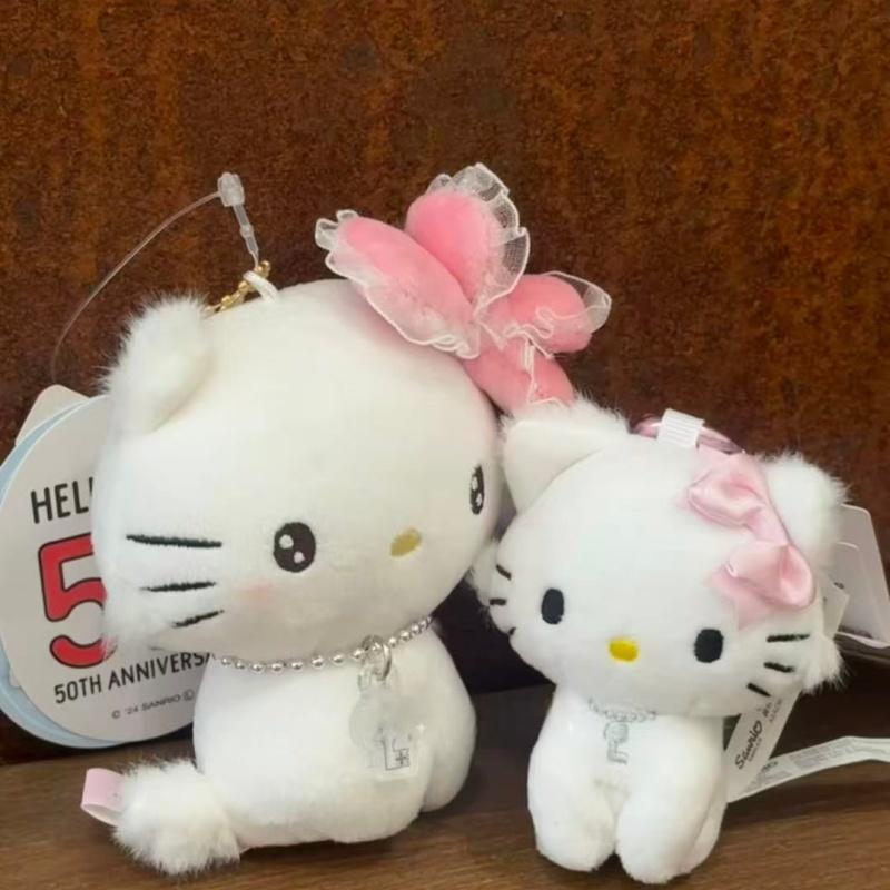 NEW 50th Hello Kitty Sweet bow Charmmy Kitty Stuffed Plush Doll pendant Cartoon Kitty Plush toy heart kitten bag charm
