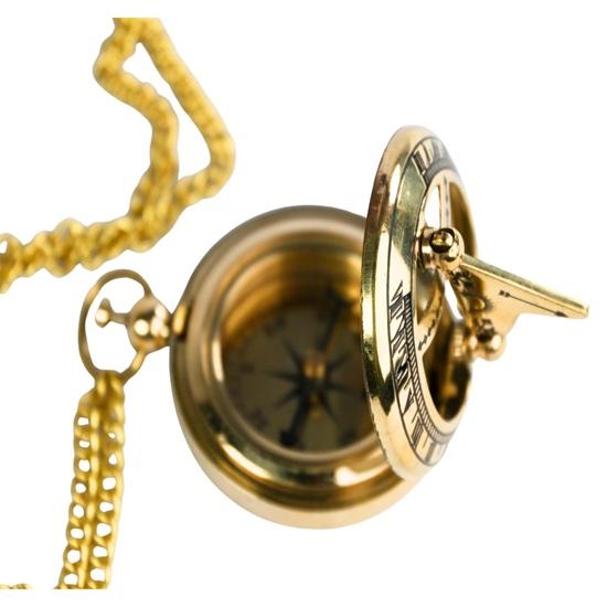 5,08 cm Messing Sonnenuhr Kompass Anhänger mit Kette Navigationsschmuck Geschenk Steampunk Maritim Halskette für Entdecker Sammler Geschenk