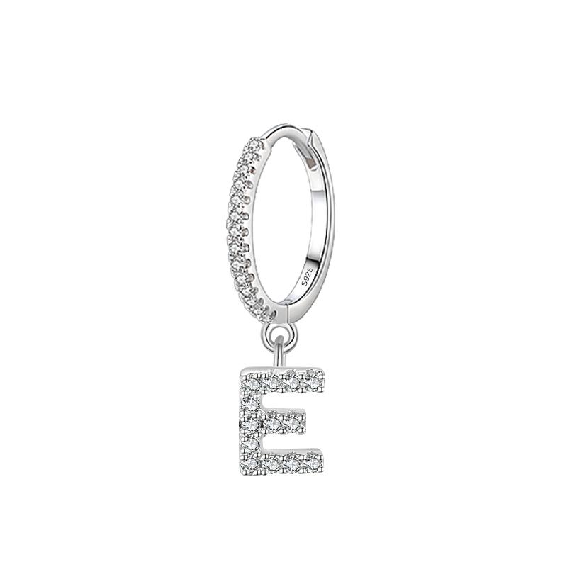 

Ailmay Trendy English Letters A-Z 1PC Hoop Earrings 925 Silver For Women Girls Luxury Wedding Party Fine Jewelry