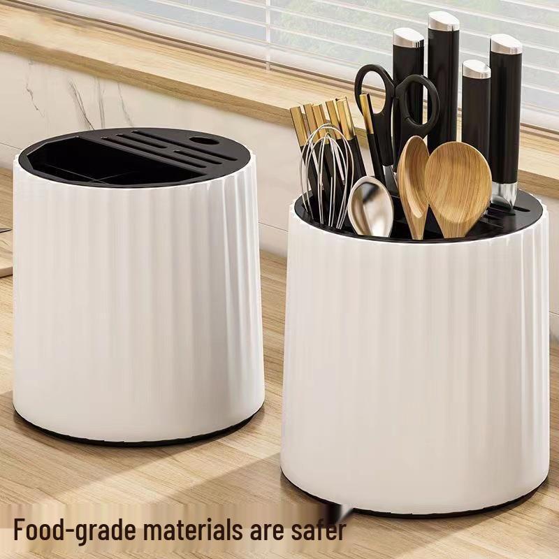 Rotatable Kitchen Organizer: Chopstick & Knife Holder with Countertop Drainer