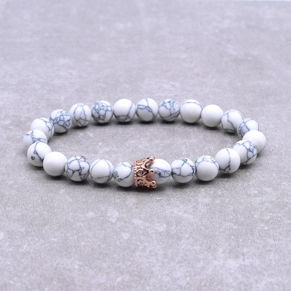 Couple Bracelet Charms Stone Beads Men Jewelry Crown Bracelets For Women Bangles Pulseira Masculina Bileklik Pulseira Feminina