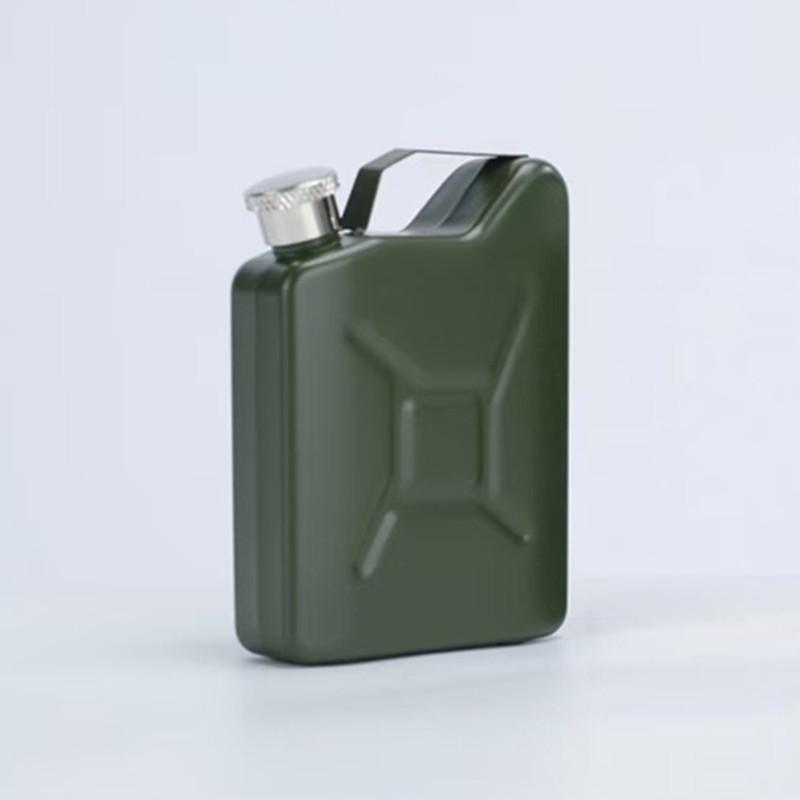 Cross-Border Stainless Steel Portable Camping Oil Drum-Shaped Flask