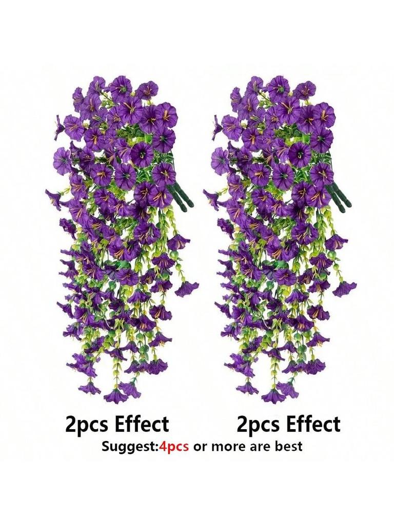 1/2pcs UV-Resistant Artificial Morning Glory & Eucalyptus Hanging Decor - Perfect For Home,Garden,Weddings Outdoor Decoration