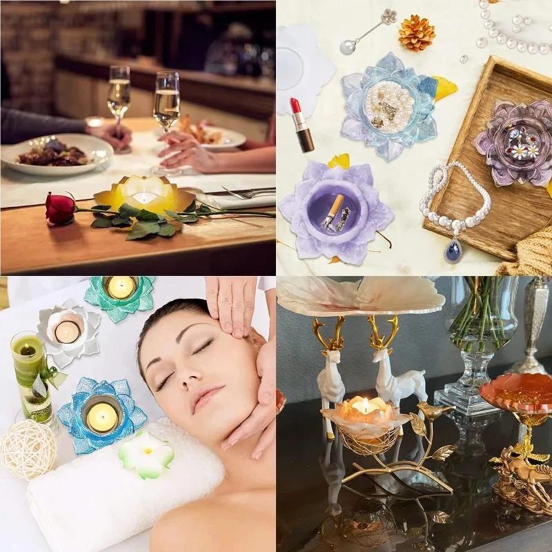1pcs DIY Crystal Dropper Mold Candle Silicone Mold Lotus Candle Holder Insulation Lotus Resin Mold Epoxy Resin Silicone Mold