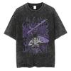 Sommer Kurzarm Baumwolle Herren Damen Streetwear Vintage Schwarz Gewaschenes T-Shirt Harajuku Anime Naruto Print T-Shirt Lockere Oberteile T-Shirts