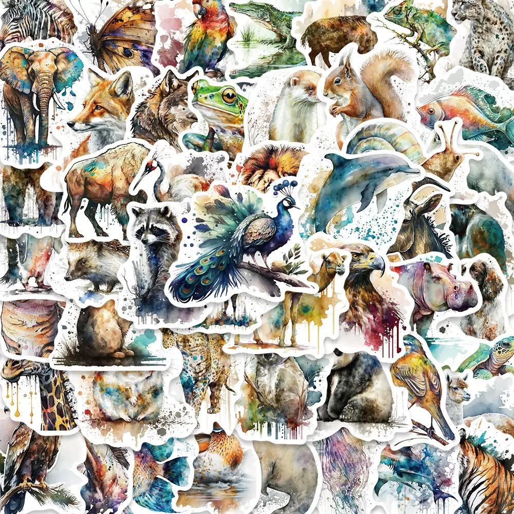 10/50/100pcs Mixed Adorable Humorous Zoo Wild Animals Stickers Aesthetic Designed For Children Toy DIY Skateboard Laptop Phone Car Decals Sticker