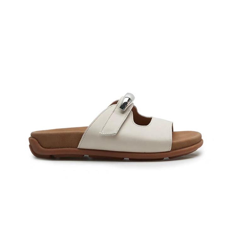 

Velcro Flip-flops for Women In Summer Soft Soles and Anti-slip Beach Shoes 40 бежевый