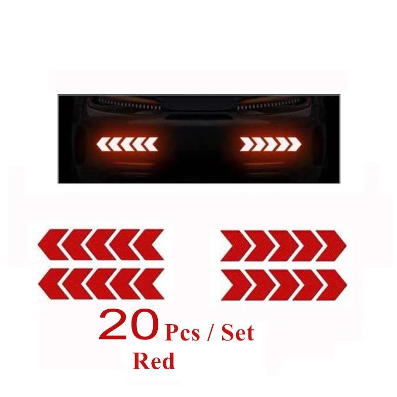 4/20pcs Car Reflective Arrow Sticker Safety Warning Sticker for Car Bumper Trunk Reflector Hazard Tape Car Styling Luminous Film
