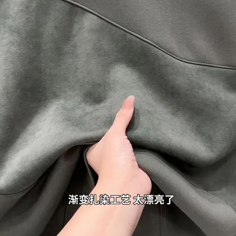 Módní trend Podzim Zima Pánské mikiny s kulatým výstřihem Gradientní barva Tie Dye Patchwork Plus Sametové Zesílené Dlouhý rukáv Volné topy