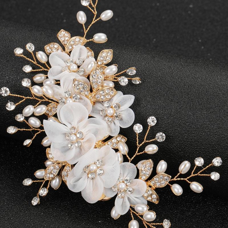 1 Bridal Flower Rhinestone Pearl Hair Comb; Bridal Hair Accessories
