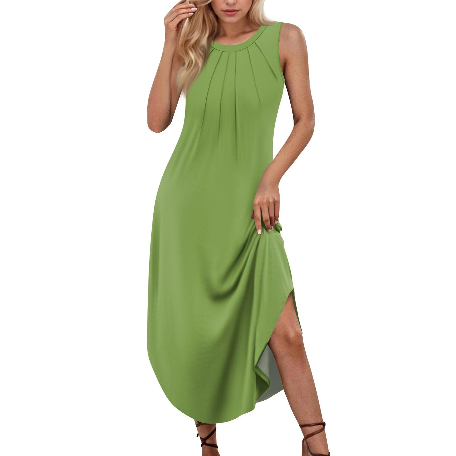 

Женские летние повседневные платья без рукавов с принтом и U-образным вырезом S