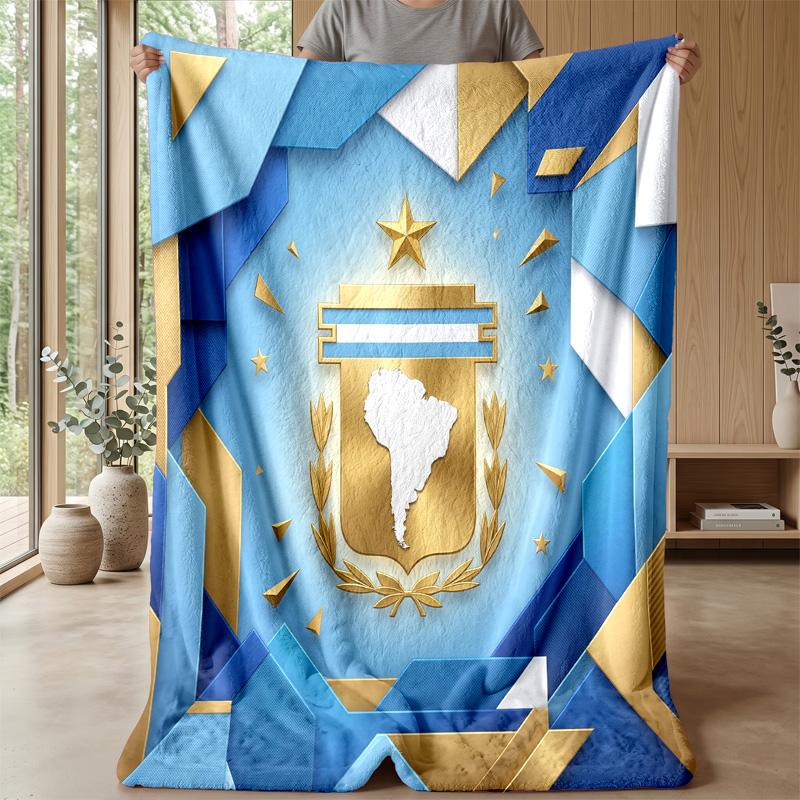 Argentina Football Printed Flannel Blanket Skin Friendly Warm Decorative Throw for Indoor Couch Bed Daily Use