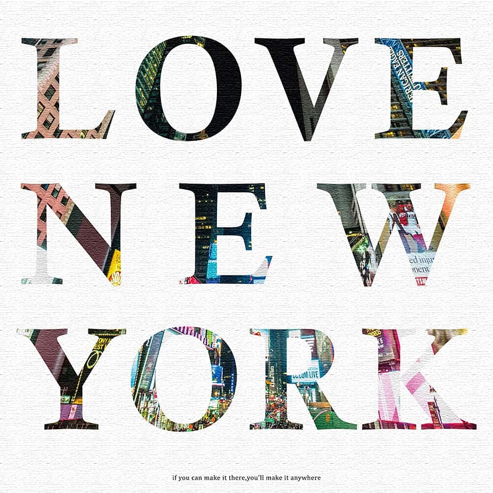 Art Deli Typography New York Fabric Wall Art Panel, 57 X 57 Cm